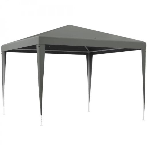 Carpa Desmontable de Jardín 3x3 m Gazebo Cenador para Exteriores con 4 Orificios de Drenaje y Tubo de Acero Gris [9]