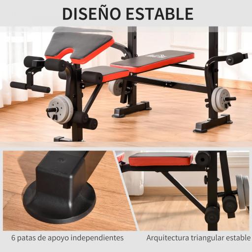Banco de Pesas Multifuncional Banco de Musculación con Respaldo Ajustable Soporte de Barras Extensión de Piernas Almohadilla de Predicador Mariposa Entrenamiento en Gimnasio Oficina Negro [6]