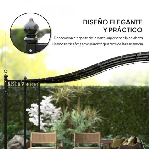 Pérgola de Pared 3x6 m con Techo Inclinado Orificios de Drenaje y Estructura Metálica Gris Oscuro [5]