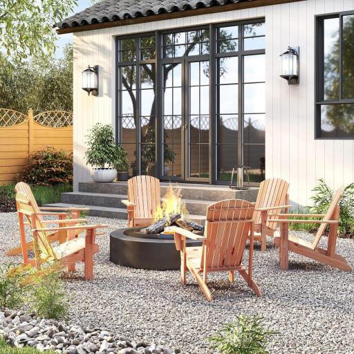 Silla Adirondack de Madera con Reposabrazos y Respaldo Alto para Terraza Balcón Exterior 72x95x93 cm Natural [6]