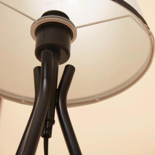 Lámpara de Mesa con Trípode de Metal Lámpara de Escritorio con Pantalla de Tela y Casquillo E27 Máx. 40W Estilo Moderno para Dormitorio Salón Ø25x50 cm Blanco y Negro [6]