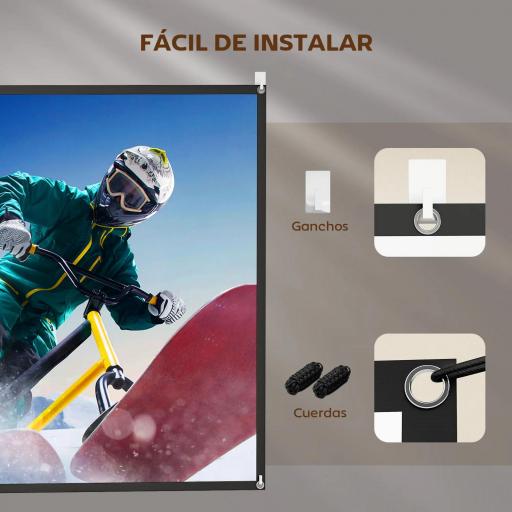 Pantalla de Proyección Manual 120 Pulgadas Formato 16:9 HD 4K/8K para Interior y Exterior Blanco [6]