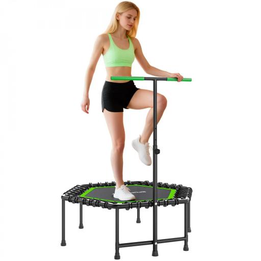 Trampolín de Fitness 114x114x132 cm con Mango Ajustable de 3 Niveles y Marco de Acero Verde y Negro [8]