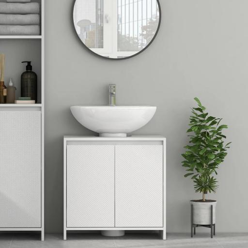 Mueble para Debajo del Lavabo Moderno con Estante Mueble Lavabo con Pie Anti-vuelco Carga 40 kg 60x30x60 cm Blanco [4]