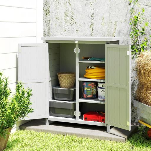 Caseta de Jardín de Madera 75x40x90 cm Armario para Almacenaje de Herramientas con 4 Estantes 2 Puertas Gris