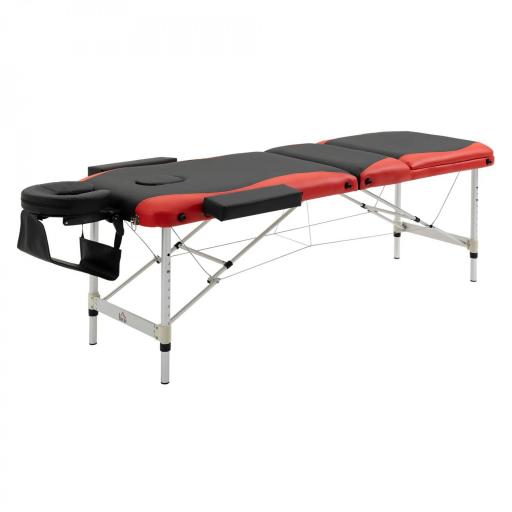 Camilla Masaje Plegable, Camilla Estética Profesional de Aluminio con Altura Ajustable, 3 Zonas, Reposacabezas, Reposabrazos, para Tatuaje, Fisioterapia, Negro y Rojo [8]