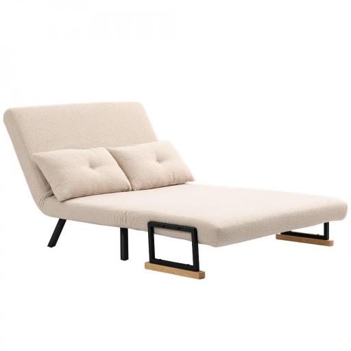 Sofá Cama Convertible 3 en 1 Sillón Cama 2 Plazas Plegable Respaldo Ajustable de 5 Niveles Almohadas 102x73x81cm Beige [9]