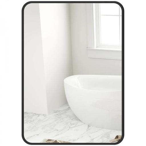 Espejo de Baño Rectangular con Marco Metálico Espejo Decorativo para Dormitorio Comedor o Entrada 50x70 cm Negro [8]