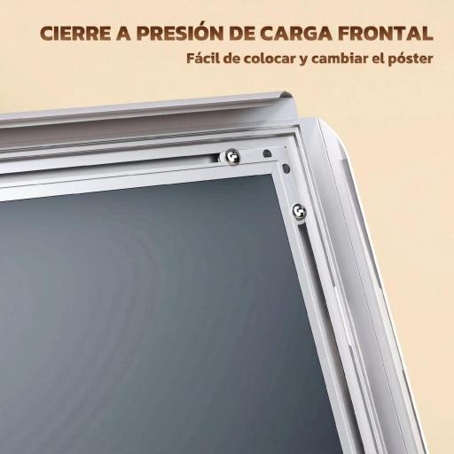 Soporte para Carteles A3 Altura Ajustable, Giratorio 360° Marco de Aluminio y Acero Inoxidable Plata [5]