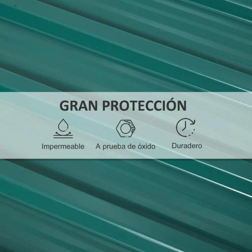 Juego de 12 Paneles para Tejado de Acero Galvanizado 7m² para Caseta de Herramientas Cobertizo 129x45cm Verde [2]