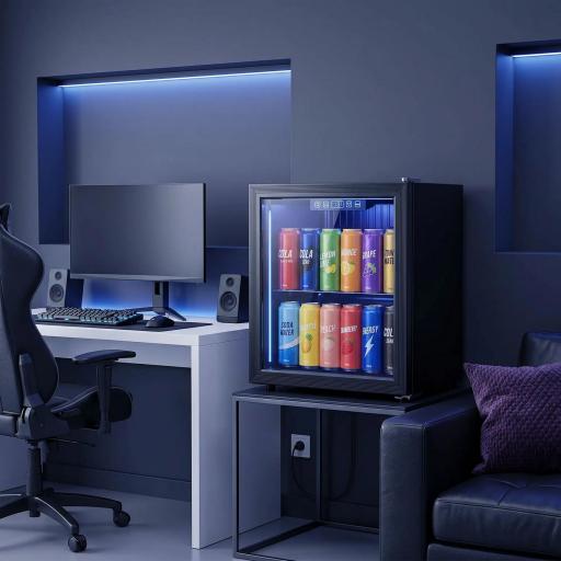 Frigorífico de Bebidas 50 L con Puerta de Vidrio Doble Iluminación LED Estante Ajustable para 48 Latas [5]