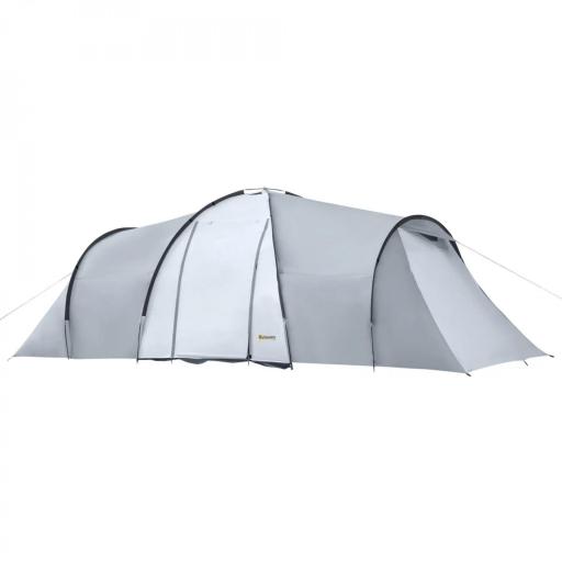 Tienda de Campaña Familiar para 4-6 Personas con 2 Ventanas y Bolsa de Transporte Impermeable Anti-UV 590x245x193cm Gris [7]