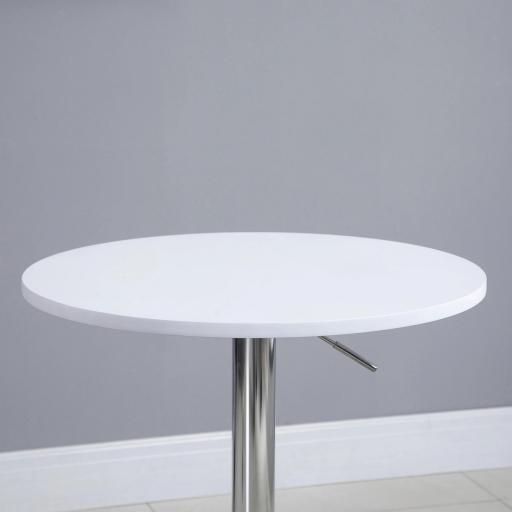 Mesa de Bar Regulable en Altura con Base Redonda y Antideslizante para Cocina Comedor Ø60x69-93 cm Blanco [6]