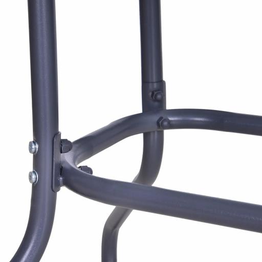 Mesa de Jardín Exterior Rectangular de Metal Bordes Curvos con Orificio para Sombrilla Capacidad 70kg Vidrio Templado 140x80x70 cm Gris Carbón [7]