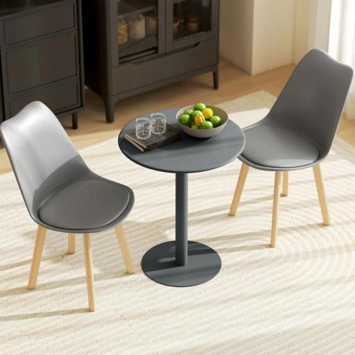 Mesa de Comedor Redonda para 2 Personas Mesa de Cocina de Acero para Interior y Exterior Ø60x72 cm Gris [4]