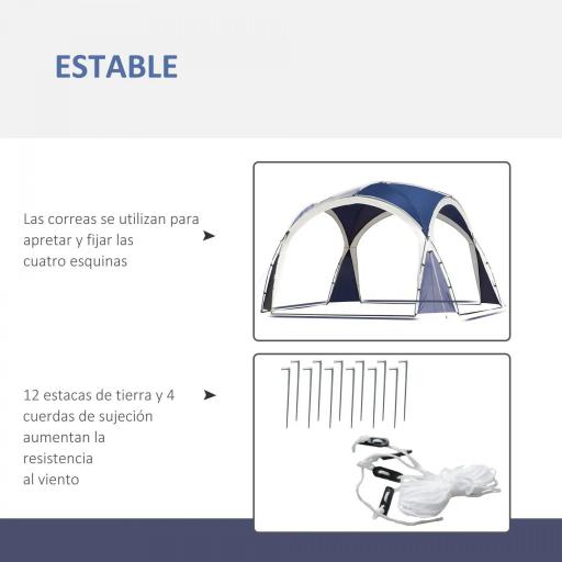 Toldo Camping Plegable 3,5x3,5 m con Gancho Bolsa de Transporte Impermeable y Protección UV para Terraza Playa Azul [5]