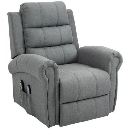 Sillón Relax Reclinable Eléctrico Levanta Personas con Masaje Vibratorio y Calor Control Remoto Gris [8]
