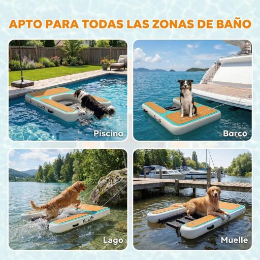 Rampa de Agua Hinchable para Perros para Piscina Barcos Lagos 151x102 cm con Superficie Antideslizante de EVA [6]