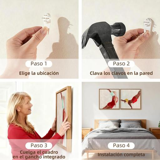 Cuadros en Lienzo Figuras Dinámicas a Mano 40x40 cm 2 Piezas Cuadros de Arte de Pared Enmarcados Rojo [3]