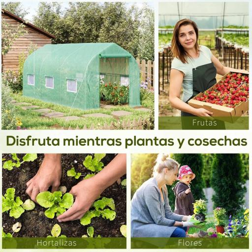 Invernadero de Jardín 4x2x2 m Invernadero de Túnel con 6 Ventanas Transpirables y Puerta Enrollable Verduras Verde [4]