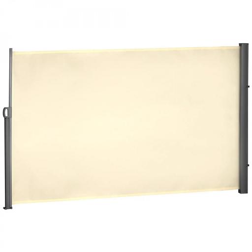Toldo Lateral Retráctil 300x180cm Pantalla Enrollable Mampara de Privacidad y Protección Solar para Balcón Terraza Crema [8]