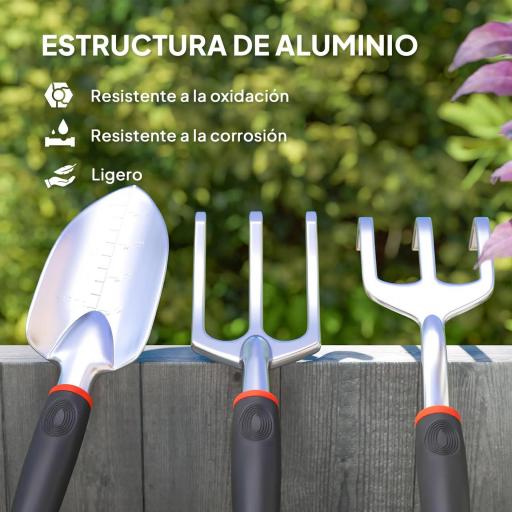 Juego de Herramientas Jardinería de 9 Piezas de Aluminio con Tijeras de Podar con Bloqueo Seguro Bolsa de Jardín Ligera [2]
