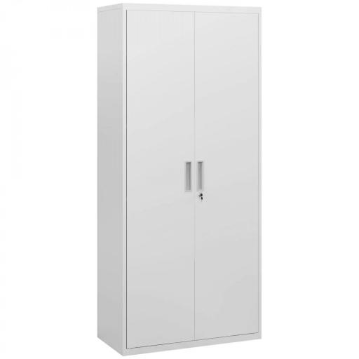 Archivador con Llave Estantes Ajustable Armario Archivador Metálico para Oficina Estudio Salón 80x40x180 cm Blanco [10]