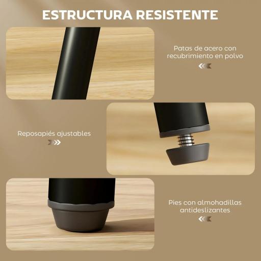 Juego de 2 Altos de Cocina con Respaldo de Ratán Asiento de PU Marco de Acero y Reposapiés Beige [7]