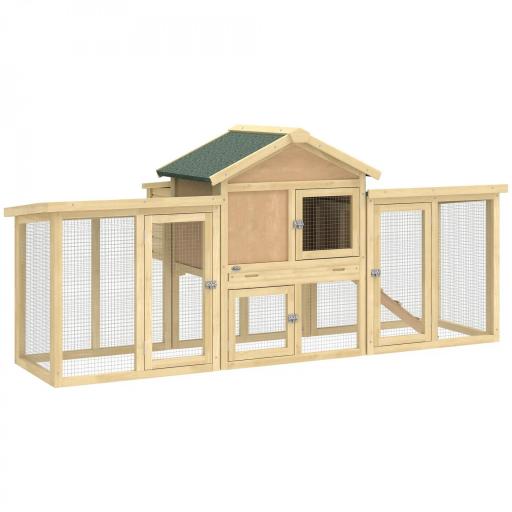 Gallinero para Exterior Grande de Madera 204x85x93 cm con Caja de Anidación Corral Bandeja Extraíble y Percha Natural [8]
