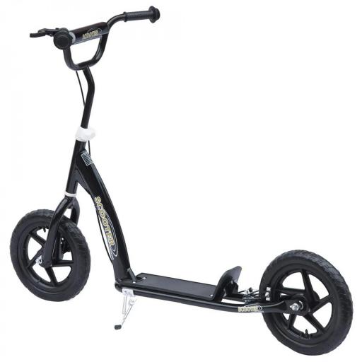 Patinete para Niños de 5-12 Años Scooter de 2 Ruedas Grandes de 12 Pulgadas con Freno y Manillar Ajustable en Altura Carga Máx. 50 kg 120x52x80-88 cm Negro [8]