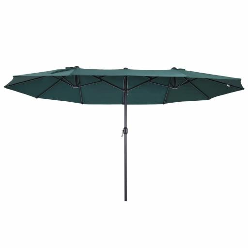 Sombrilla Doble para Jardín 455x265x238 cm Parasol Grande con Manivela Manual Protección Solar Verde Oscuro [10]
