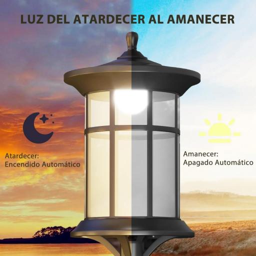  2 Luces Solares Exterior con Panel Solar Encendido Automático y Marco de Acero Inoxidable Impermeable IP44 Negro [6]
