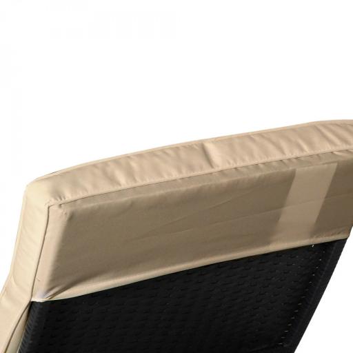 Tumbona de Jardín en Forma de S con 2 Ruedas Respaldo Ajustable en 5 Posiciones y Cojín Extraíble 207x70x70 cm Negro [6]