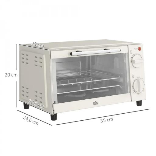 Mini Horno Eléctrico 9L Horno Eléctrico Sobremesa 750W con Temperatura Ajustable Temporizador 35x24,6x20 cm Blanco Crema [3]