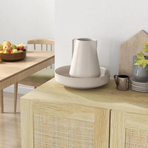 Aparador de Salón de Estilo Bohemio con Puertas de Rejilla y Estantes Ajustables 73x41x102 cm Natural [7]