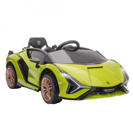 Coche Eléctrico para Niños de +3 Años Lamborghini SIAN Coche de Batería 12V con Mando a Distancia Apertura de Puerta Música MP3 USB y Faros 3-5 km/h 108x62x40 cm Verde [8]