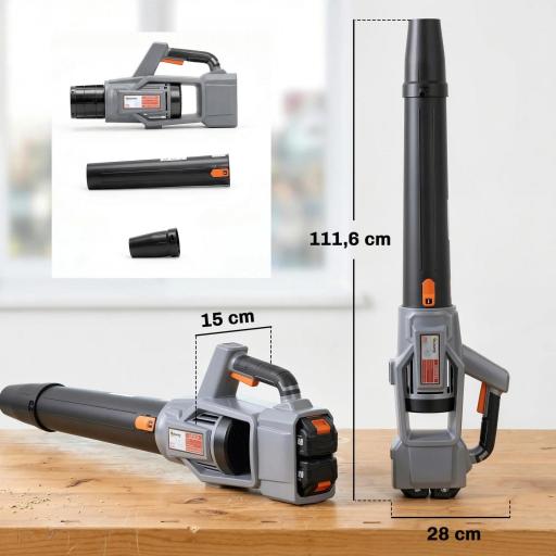 Soplador de Hojas Sin Cable 36V con 2 Baterías de 4.0Ah y Cargador Motor sin Escobillas 1000W 3 Velocidades Gris Claro [1]