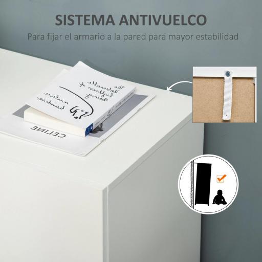 Aparador de Salón con 2 Puertas Armario Auxiliar con 2 Estantes para Libros Ropa Juguetes Estilo Moderno 70x39x70 cm Blanco [7]