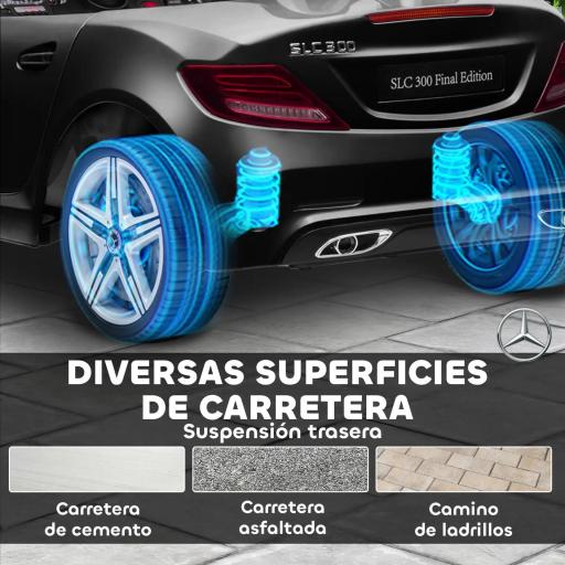 Coche Eléctrico para Niños de +3 Años Mercedes SLC 300 con Batería 12V Mando a Distancia Faros LED Bocina Música Negro [4]