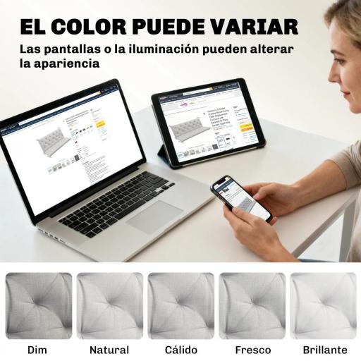 Cojín para Banco de Jardín con Respaldo Relleno Grueso y Cintas de Sujeción para Interior y Exterior 150x98x8 cm Gris [4]