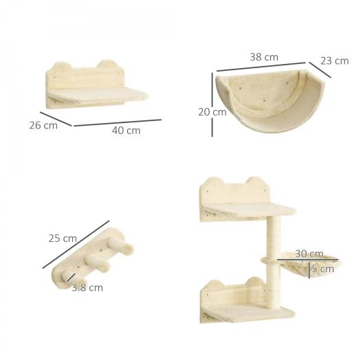 Juego de Escalada para Gatos de Pared Estantes para Gatos 4 Piezas Hamaca Nido Plataformas para Saltar Beige [4]