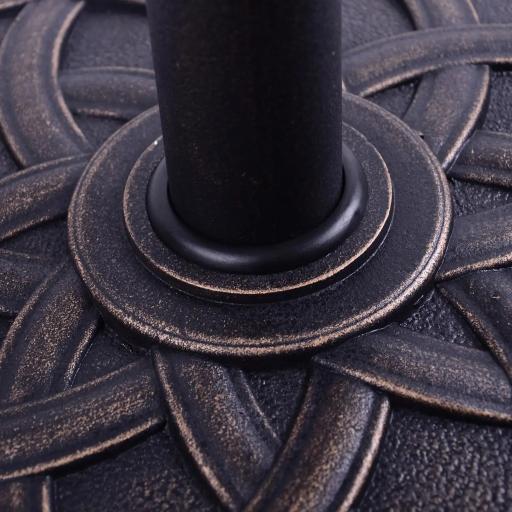 Base para Sombrilla de Jardín Peso Neto 19 kg Soporte de Parasol Apto para Mástil de 38mm/48mm Resina para Terraza Patio Exterior Ø54,5x34 cm Bronce [7]