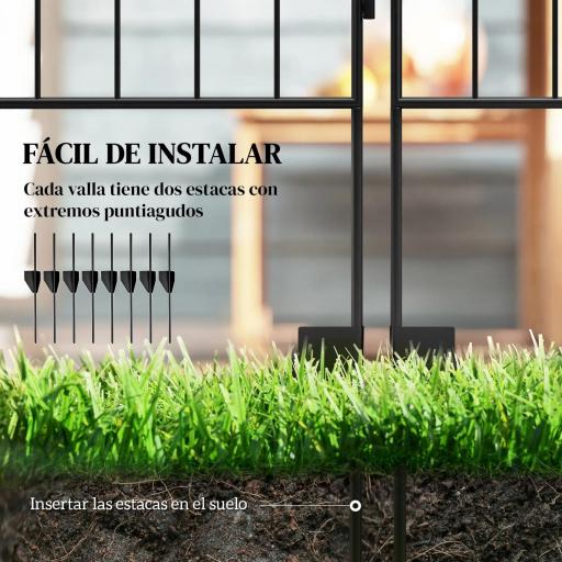Valla de Jardín Exterior de 4 Paneles 88x110 cm Vallas Decorativas con Ángulo Ajustable Negro [2]