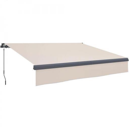 Toldo Manual Retráctil para Jardín con Manivela Protección UV Estructura de Metal y Aluminio 295x200 cm Crema [9]
