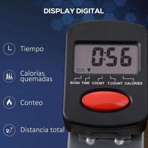 Máquina de Remo Hidráulico Plegable con 3 Niveles de Resistencia Monitor Digital y Pedal Antideslizante para Fitness en Casa Acero 129x70x70 cm Negro y Plata [3]