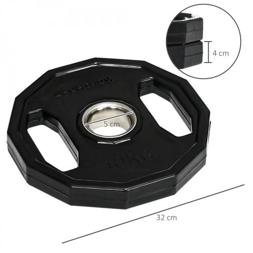 Conjunto de 2 Discos de Pesas de 10 kg con Orificio de 5 cm para Entrenamiento de Fuerza Ø32x4 cm Negro [1]