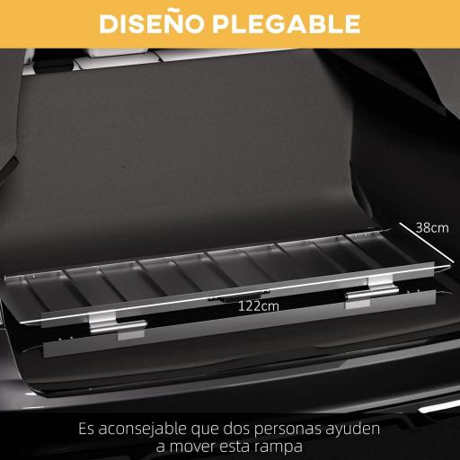 Rampa para Sillas de Ruedas Plegable de Aleación de Aluminio 122 cm con Adhesivos Reflectantes Carga 272 kg Negro [8]
