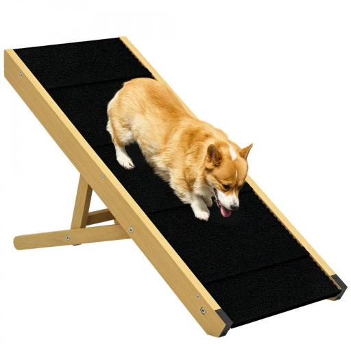 Rampa para Mascotas de Madera con Altura Ajustable en 4 Niveles para Perros Pequeños y Medianos 83,5x35x47,5 cm Natural [8]