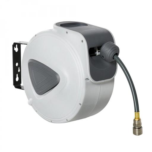 Carrete de Manguera de Aire Comprimido Automático de 10 m Conector de 1/4'' BSP Soporte para Pared Giratorio 180° Gris [2]