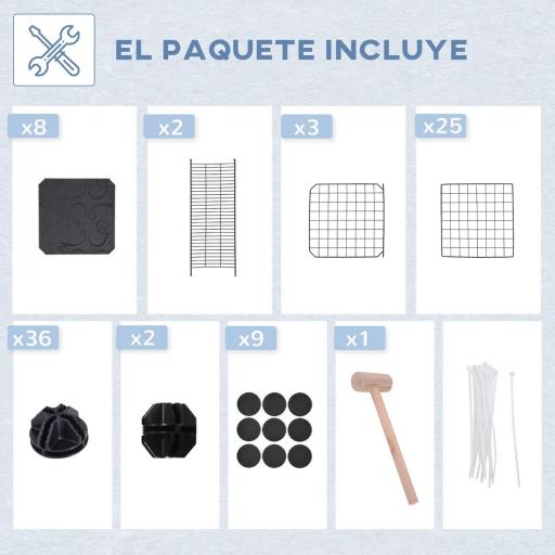 Jaula para Animales Pequeños de 3 Niveles con Rampas y Forma Personalizable para Cobayas Conejos 70x70x105 cm Negro [5]